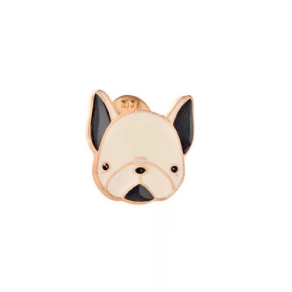 🦄 Girl Power Gold Plated White & Black “French Terrier” Pin